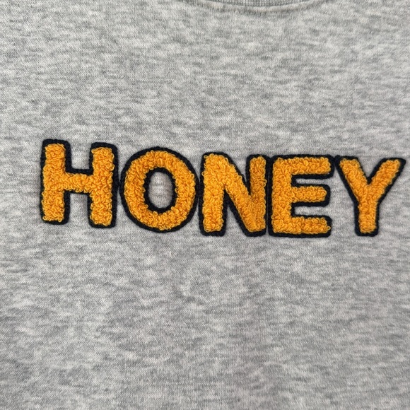 Forever 21 sweatshirt. Gray with the word “HONEY” in golden yellow.  Medium - Picture 5 of 6